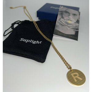 Initial “R” Necklace Gold Round Personalized